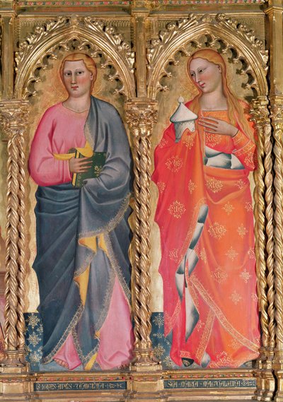 St. Johannes und St. Maria Magdalena, (Detail) von Giovanni del Biondo dal Casentino